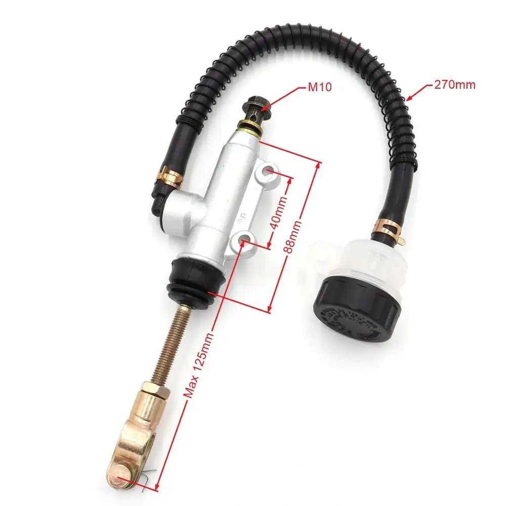 Pompa pompa freno a pedale posteriore argento Quad ATV idraulica con serbatoio per moto Pit Dirt Bikes