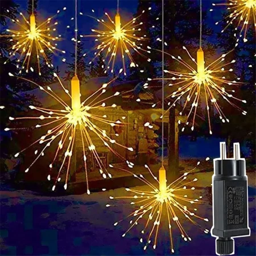 Nuovo 5/10 IN 1 Spina UE Appesa Starburst Fata Luci Della Stringa Festa All'aperto Fuochi D'artificio Lampade Di Natale Scintillio Luci del Giardino Ghirlanda