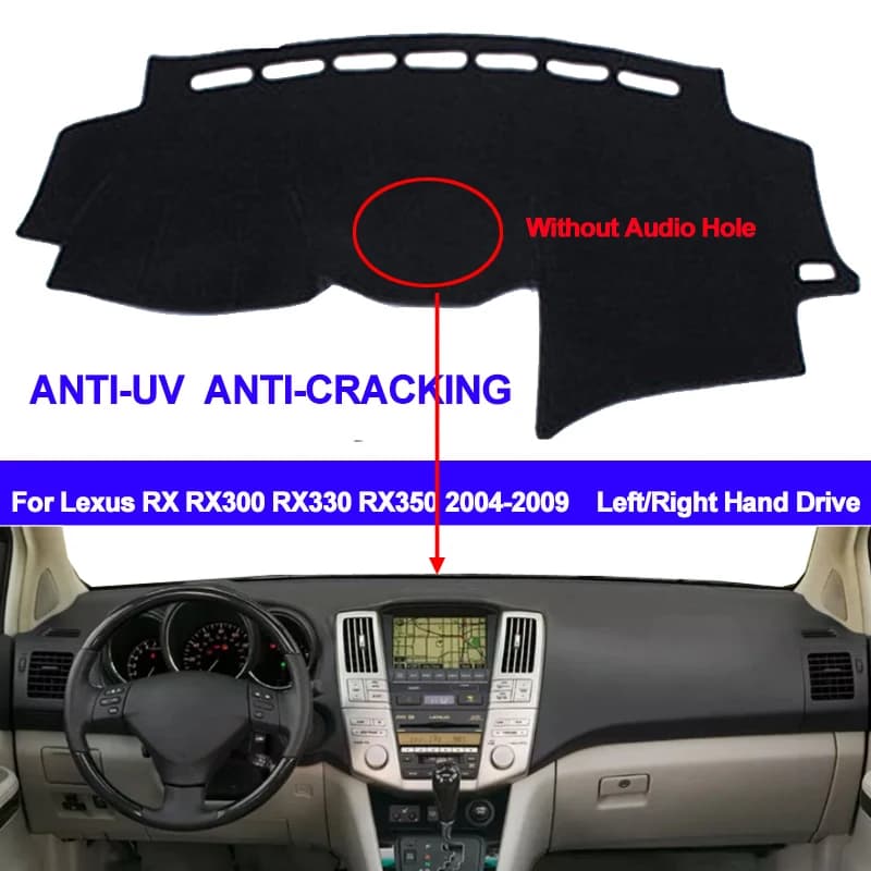 Auto Cruscotto Per Lexus RX RX300 RX330 RX350 2004 - 2008 2009 Senza Foro Audio Dash Zerbino Tappeto Del Capo tenda da sole Dash Zerbino