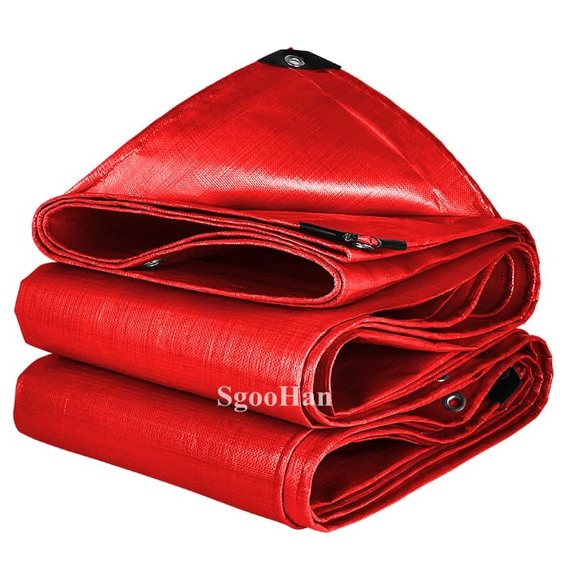 Telo impermeabile rosso in PE per esterni, tenda da sole, vela ombreggiante, telo per campeggio, barche, camion, telo di copertura, telo per animali domestici, telo impermeabile