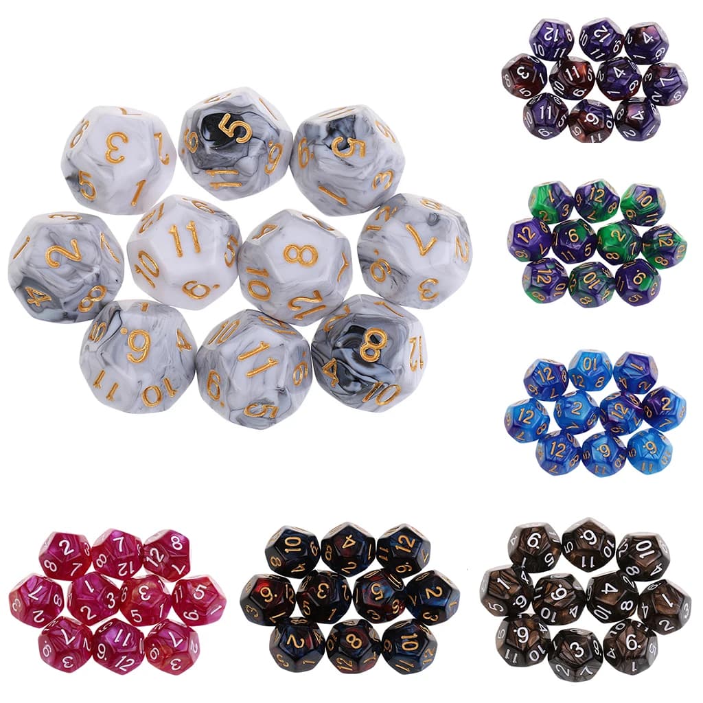 10 pezzi 12 Lati Dadi Set D12 Dadi Poliedrici per Dungeons and Dragons Del Partito Giochi Da Tavolo