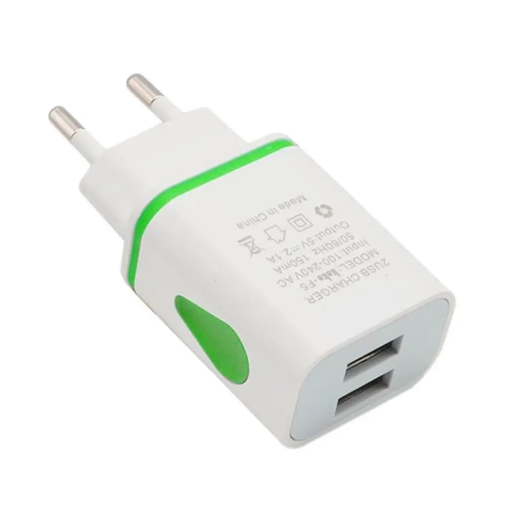 Caricatore da muro USB per Samsung Xiaomi Adattatore di alimentazione con presa da viaggio con doppia porta 2A compatibile per telefono Spina UE/USA