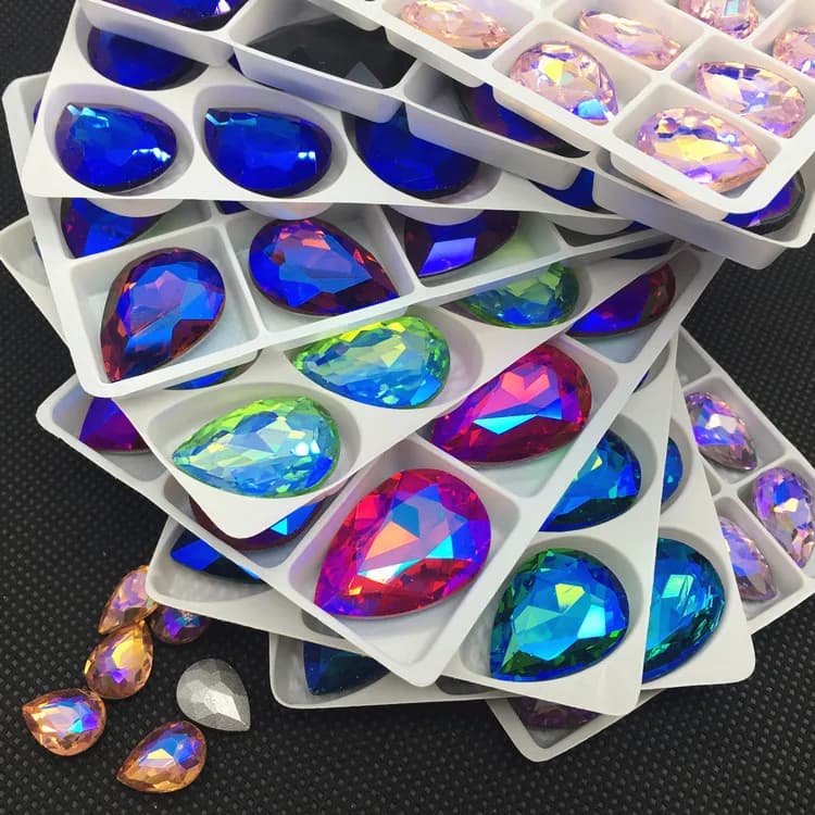 AB colore 7x10mm ~ 30x40mm pera Pointback pietra fantasia waterdrop lacrima Cristalli di vetro Colla su strass DR ornamento fai da te rifinitura