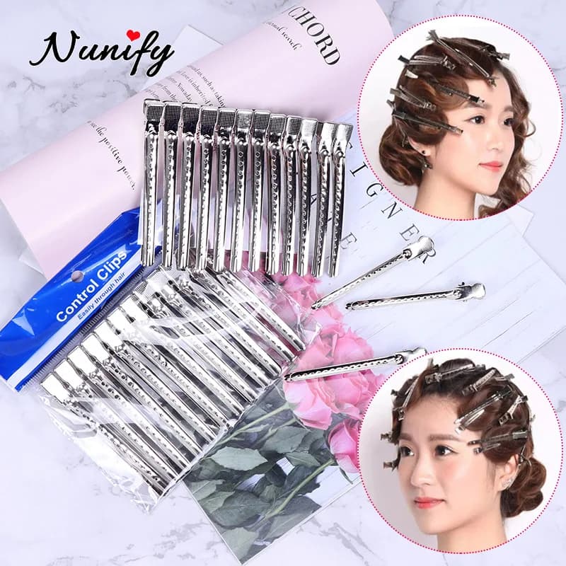 Nunify 12Pcs In Possesso di Sezione Per Lo Styling Dei Capelli Clip di Capelli Clip di Anatra Bocca Salone di Parrucchiere Pinze Piatto Accessori Strumenti di Taglio Dei Capelli