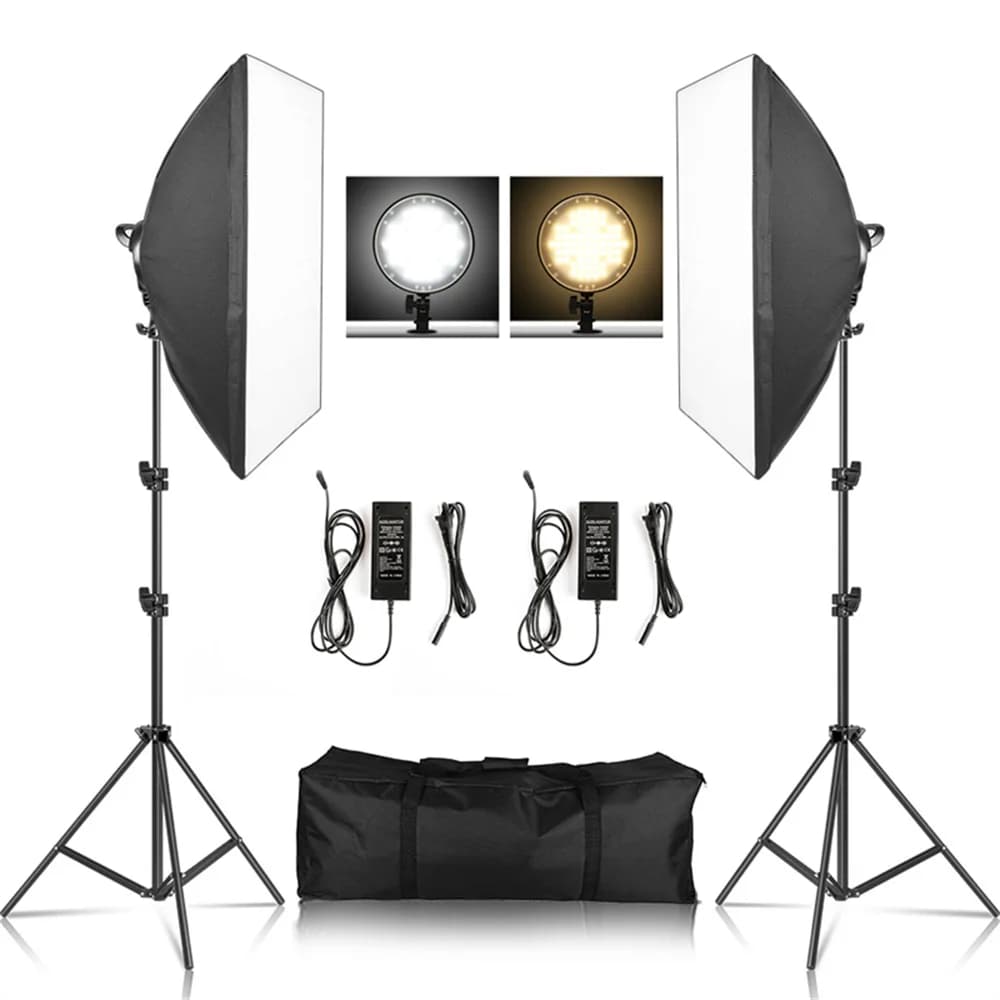 Softbox Light Photo Kit 2M Tripiod Soft Box Disco Light Led 45W Photo Studio Stand Lighting Riprese Lamp Video