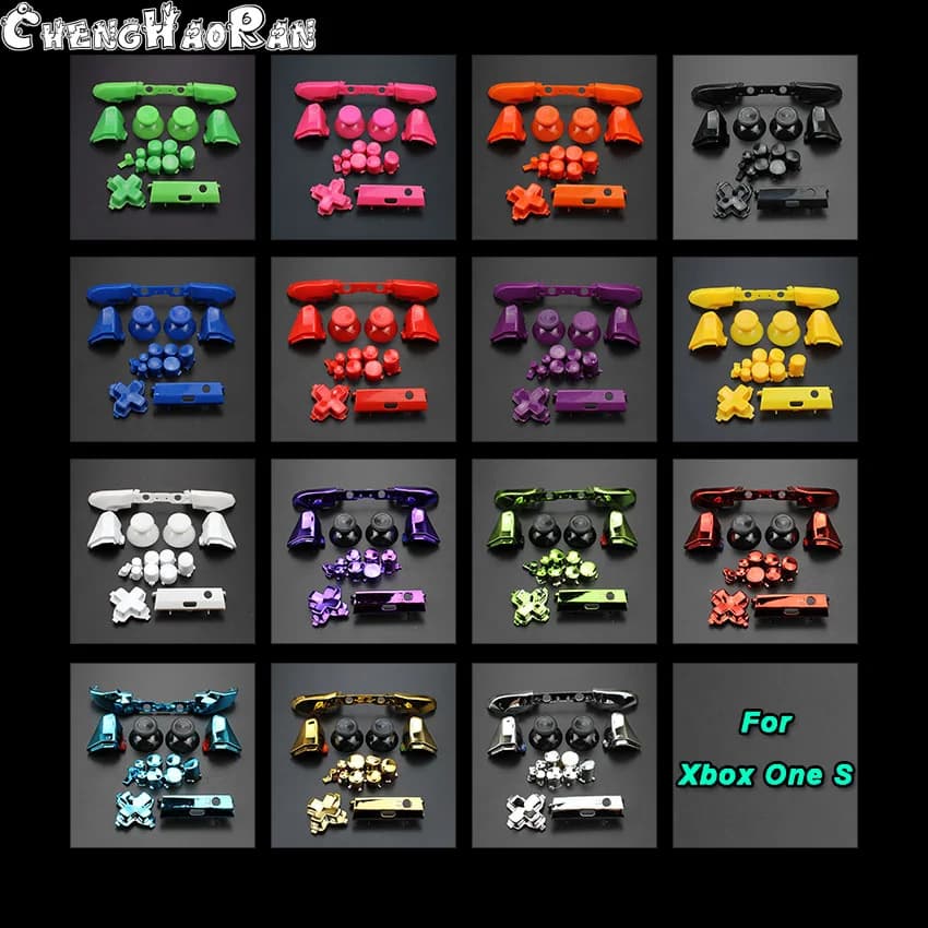 ChengHaoRan 1 set di pulsanti completamente cromati di ricambio per Xbox One S Dpad ABXY Trigger Grips stick Parti per controller Xbox One S