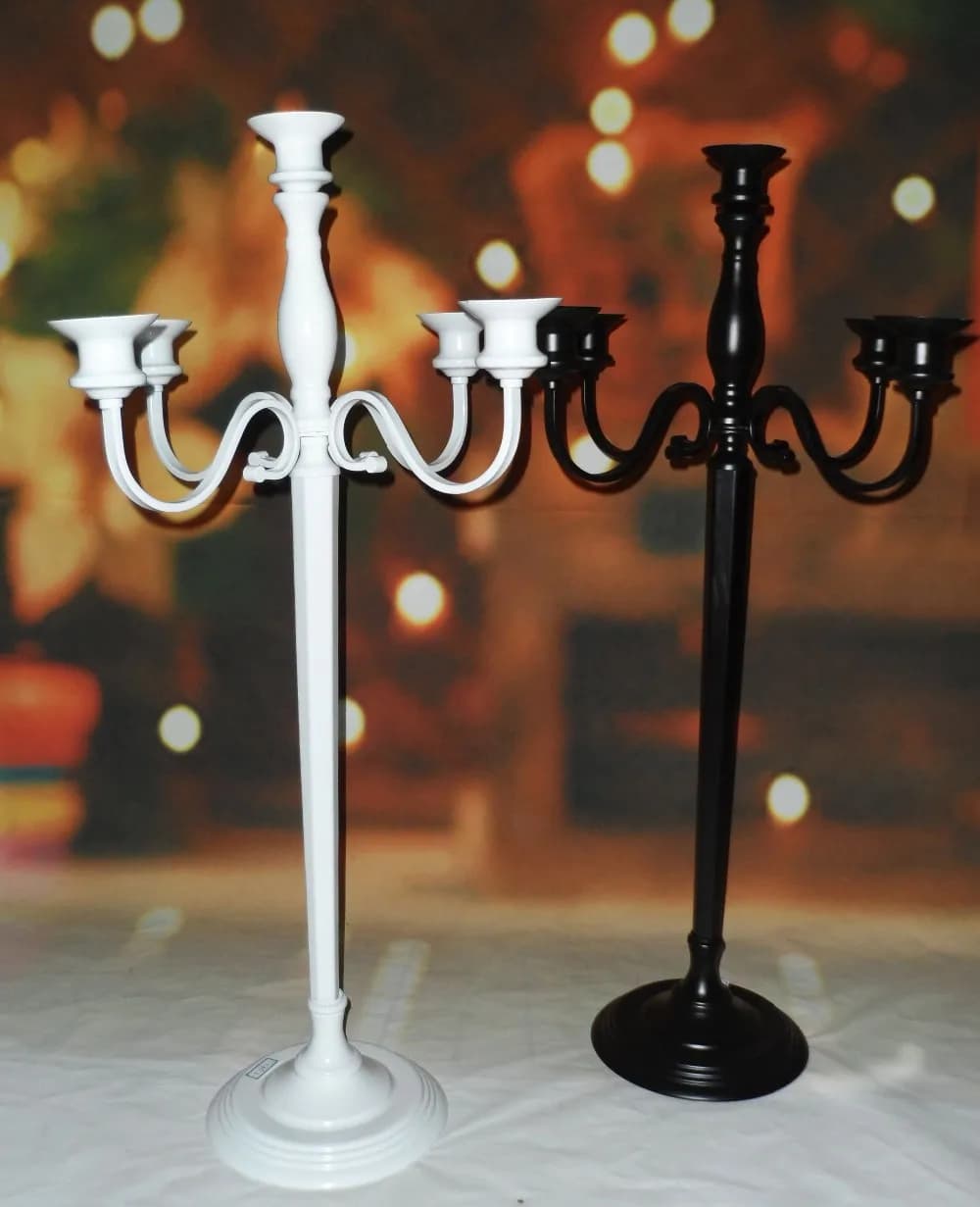 10 pezzi) 80 cm) portacandele candelabro a 5 bracci oro/nero/bianco/nastro per la decorazione di eventi nuziali