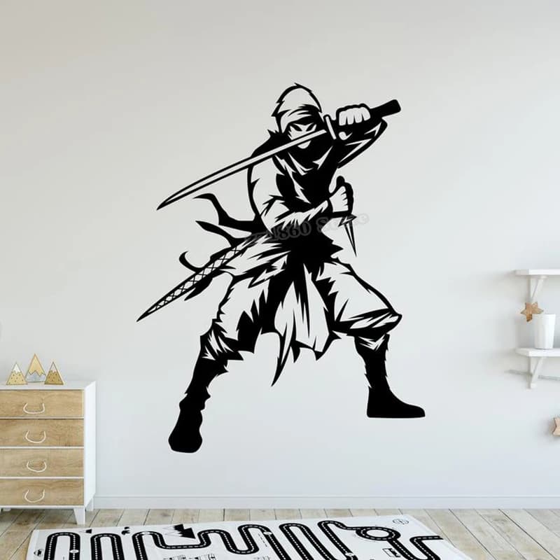 Ninja Wall Decal Samurai Sticker Warrior Ninja Fighter Ninja Wall Sticker Karate Wall Decor Vinyl Boys Room Decor Decal B783