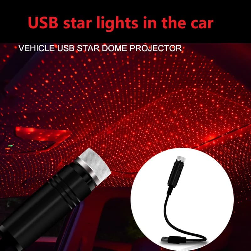USB Car Interior Atmosphere Star Sky Lamp plafoniera luce ambientale per auto proiettore a LED Mini LED Car Roof Star luce rossa