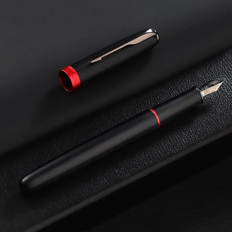 Penna stilografica in metallo di marca di lusso Business Office scrittura freccia acciaio al tungsteno pennino nero penne a inchiostro classiche forniture di cancelleria per la scuola