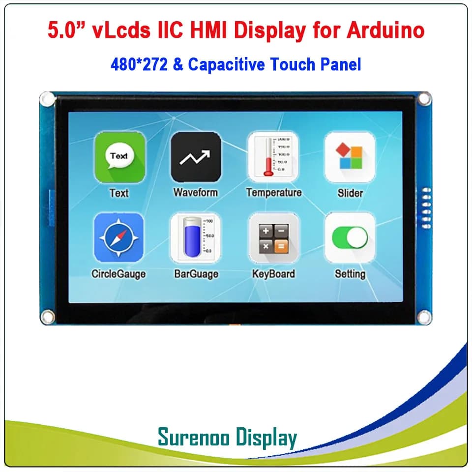 5.0 "4.3" 480*272 Serial I2C IIC vLcds HMI Intelligent LCD Module TFT Display Touch Panel Capacitive for Arduino