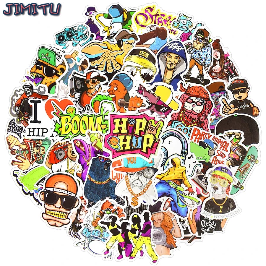 50 PCS adesivi Hip Hop Graffiti Pop Culture Rock Cool Sticker Pack Rap DJ fai da te Skateboard Laptop bagagli chitarra auto decalcomanie in vinile