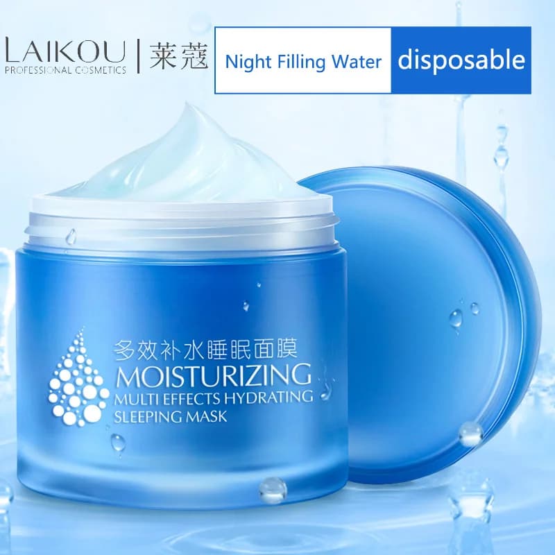 LAIKOU 120g acido ialuronico idratante lavaggio maschera per dormire idratante controllo dell'olio riduzione dei pori maschera per il viso cura della pelle