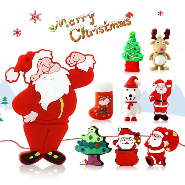 Chiavetta USB Pendrive Cartoon babbo natale albero di natale Elk Deer Pen Drive 4GB 8GB 16GB 32G 64GB Memory Stick regalo di natale