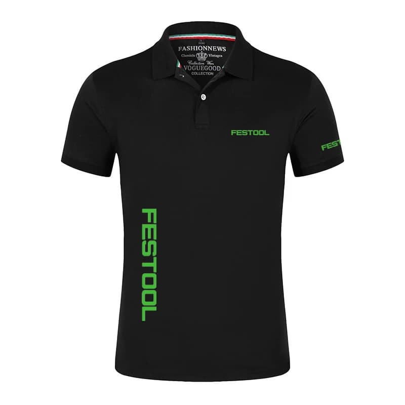 Festool Tools Stampa Moda Nuovo design Manica corta Abbigliamento sportivo Polo da uomo Camicie Bavero Polo casual Abbigliamento Top slim