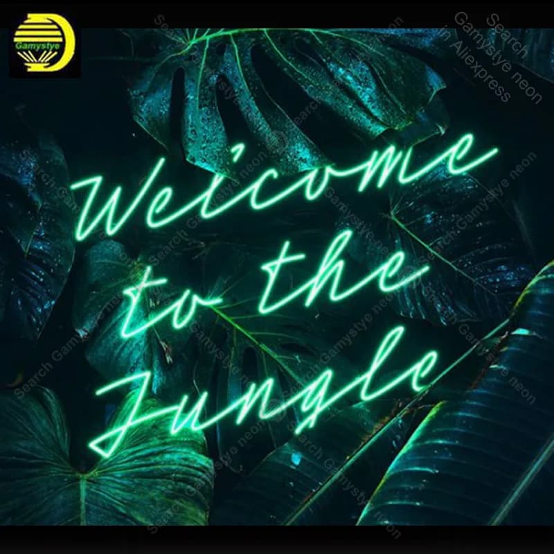 Insegna al neon per il benvenuto nella giungla per sempre Lampada da bar per birra Lampadina al neon Insegna al neon Luci da parete Estetica Room Decor Club
