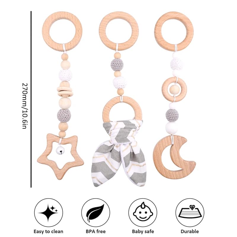 1Set Play Gym Bunny Ear Wood Mobile sonaglio Toys Nordic Room Decoration Gift Infant Photography Prop Baby sonagli per passeggino