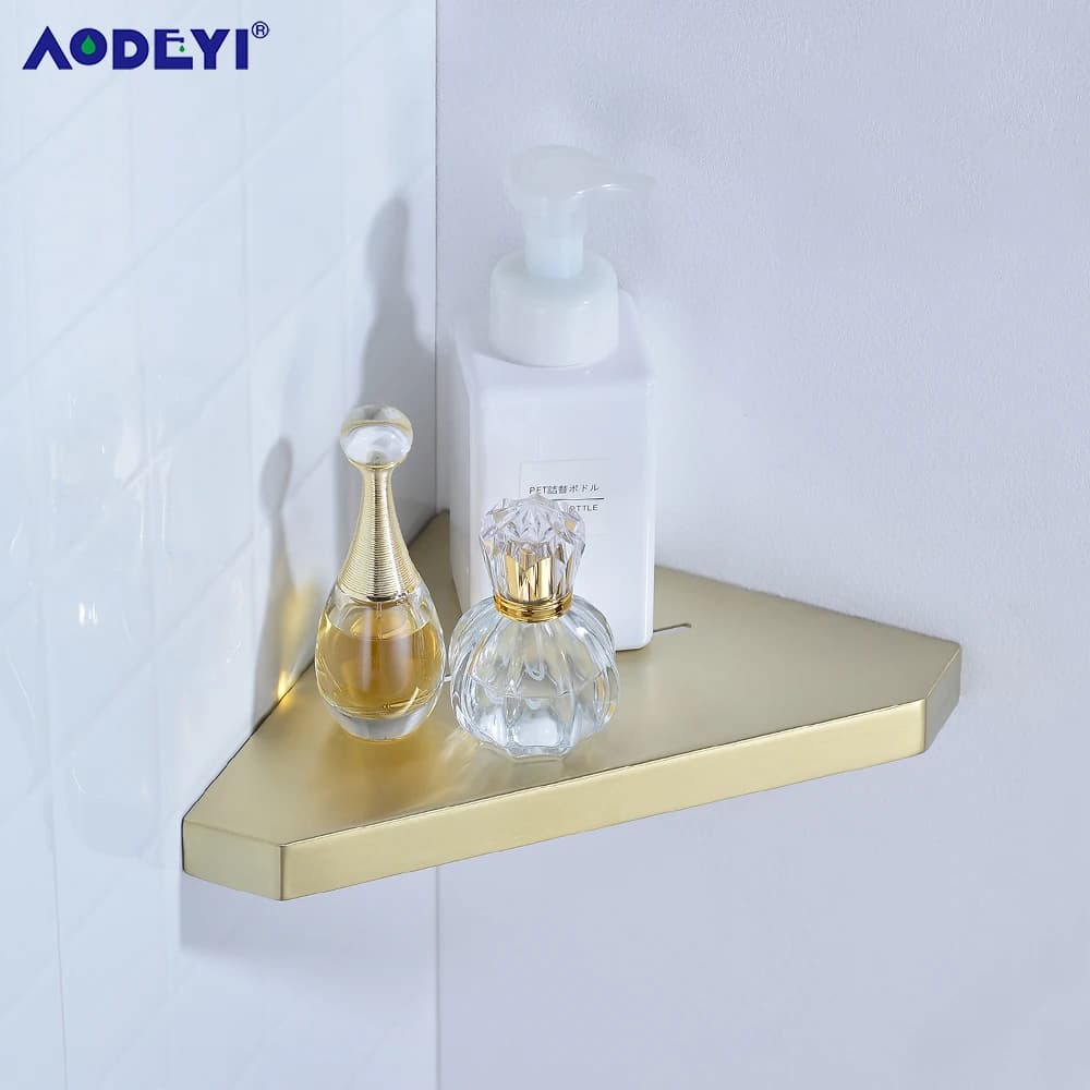 Mensole angolari per bagno a triangolo mensole portaoggetti per wc in acciaio inossidabile 304 accessori per il bagno in oro spazzolato