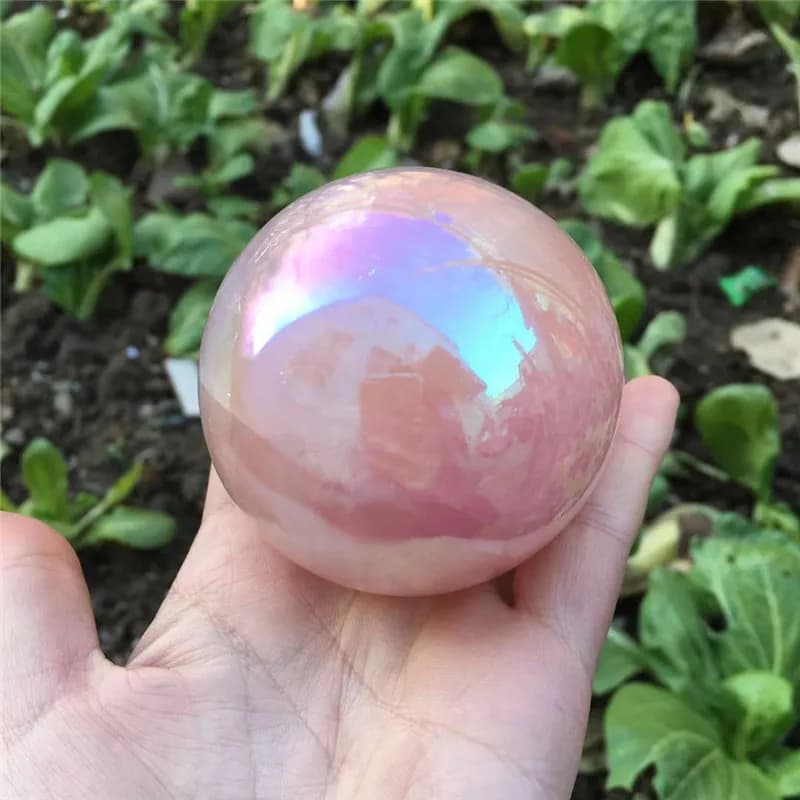 bellissimi cristalli di quarzo aura rosa pietra energetica con sfera di cristallo rosa naturale per la decorazione domestica