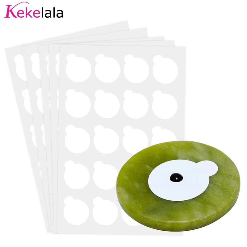 100pcs Eyelash Extension Glue Stickers Shim Paper Pads And 1 Round Jade Stone Holder Set For Grafting Lashes Glue Holder Tools