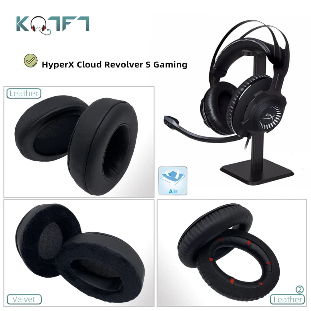 KQTFT 1 pair of HyperX Cloud Revolver S headphone spare ear pads, ear pads, pillow cups