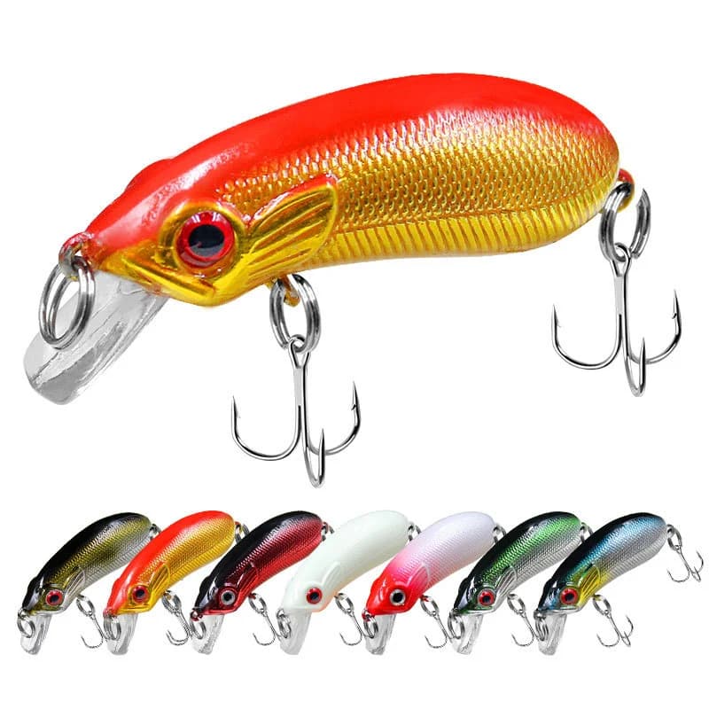 POETRYYI 5cm 6.6g esche crankbaits affondamento lento con gancio wobbler manovella esca esche da pesca attrezzatura per trota pesce persico zander crappie