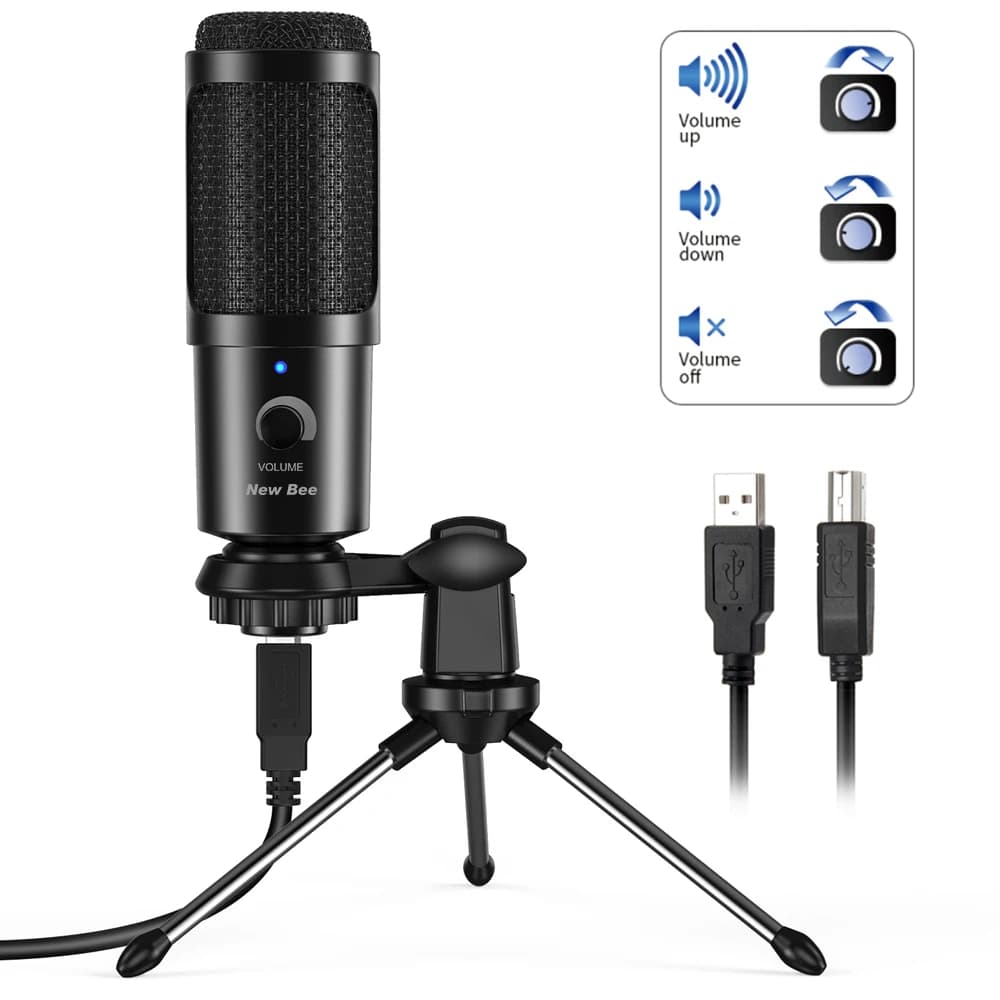 Nuovo microfono professionale a condensatore USB Bee con supporto antiurto per computer portatile, giochi, streaming, studio di registrazione