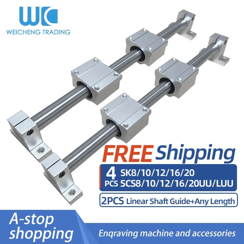 3D Printer Guide Rail Set Length 300-1150mm + Linear Shaft 8/10/12/16/20mm + SK8 SC8/10/12/16/20UU/LUU + Nut Housing + Joint CNC