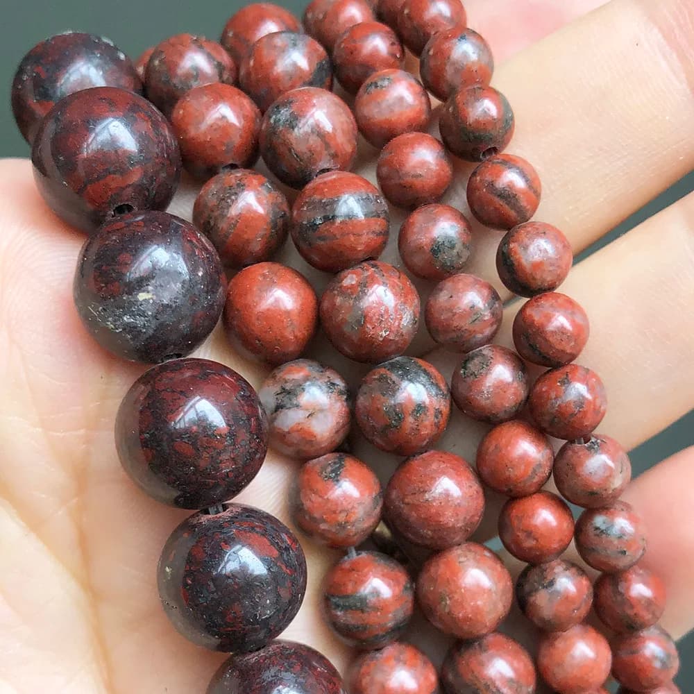 Perline di Pietra naturale Rosso Liscio Jaspers Allentati Rotondi Branelli Del Distanziatore Per I Monili di DIY Che Fanno Braccialetto Pendenti E Ciondoli 15''Inches 6 8 10 12 millimetri