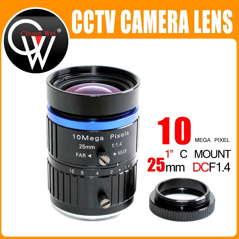 10Mega Pixel F1.4 HD 25mm CCTV lens C Mount Manual Varifocal Focal IR 1" 1:1.4 for Security CCTV Camera IP Camera