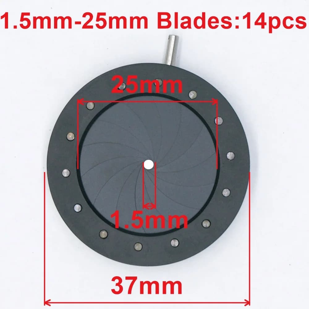 Accessorio per microscopio a condensatore a luce variabile con diaframma a diaframma ottico a diaframma da 1.5-25mm 14 lame
