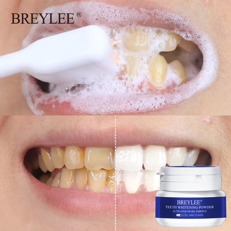 BREYLEE teeth whitening powder remove whitening stains toothpaste dental toothpaste oral cleaning tools hygiene white teeth care 30g