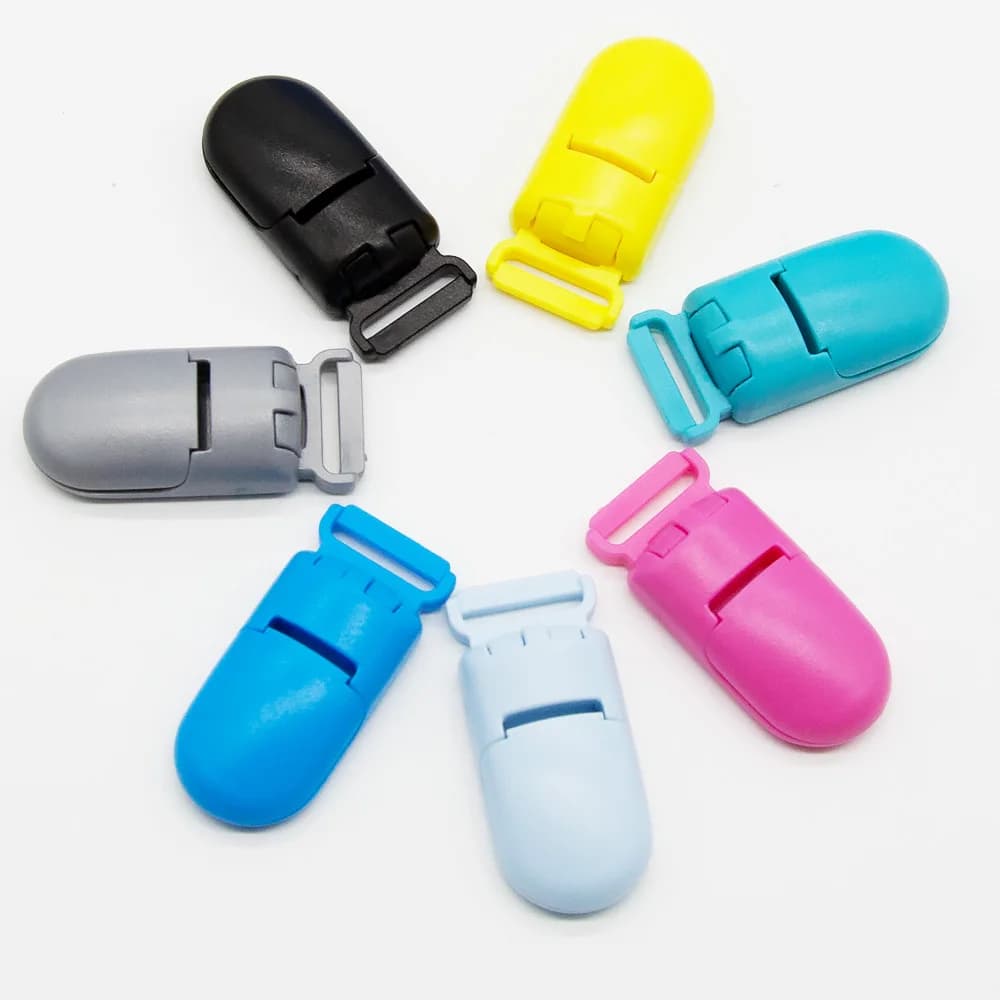 Cute-idea Massaggiagengive in silicone per bambini 18mm 5 pezzi Clip in plastica Sicuro giocattoli per bambini Collana con ciondolo Morsetto all'ingrosso