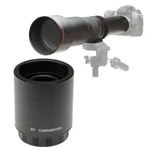 Teleconvertitore Jintu 2X con attacco M42 per teleobiettivi Bower & Vivitar 650-1300mm 500mm e obiettivo zoom teleobiettivo JINTU 420-800mm con custodia