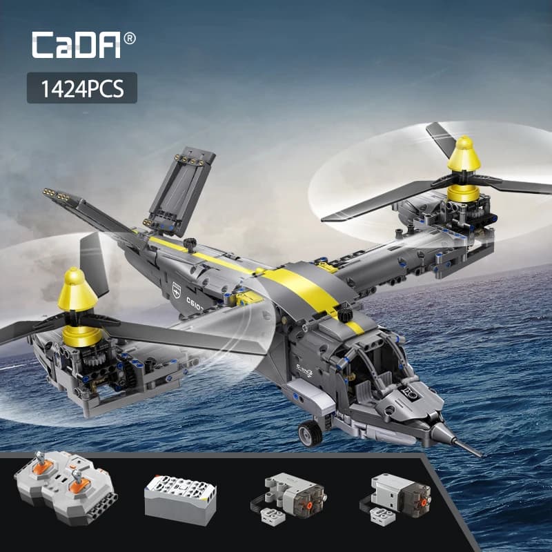 Cada 1424 pcs Arma RC Rotorcraft Fighter Building Blocks City Remote Control Airman Helicopter Bricks Boys Toys