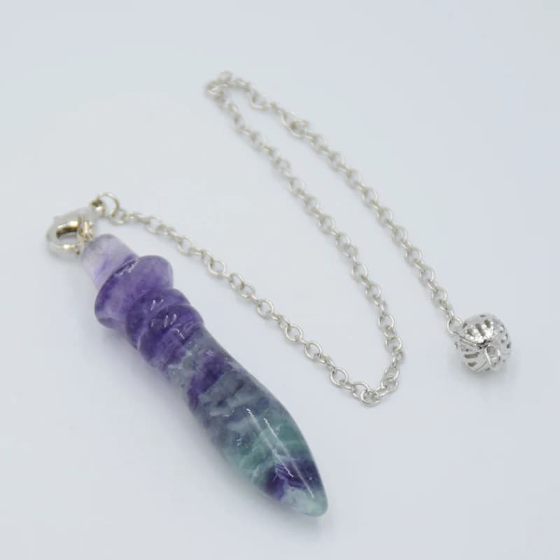 Pietra naturale Fluorite Pendolo Catena Cono Ciondolo Indiana Dowsing Ipnosi Amuleto Guarigione Reiki Energia Gioielli per Donne Uomini