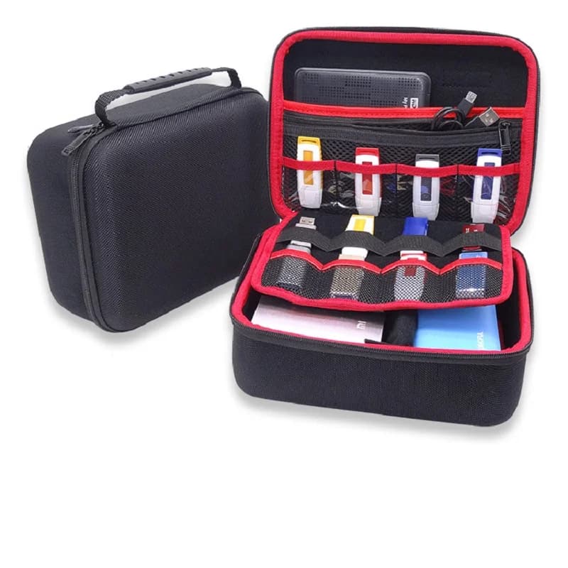 GHKJOK Custodia per disco rigido esterno per unità flash USB HDD grande da 3,5 pollici Borsa per organizer per cavi Custodia per trasporto disco flash USB GH1603