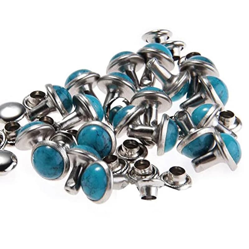 100 set di rivetti blu turchese borchie artigianali in pelle fai da te per borse scarpe bracciale rivetti per indumenti artigianali in pelle
