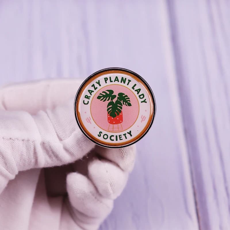 Crazy Plant Lady Society Badge Pin Cartoon spilla in vaso giacche Jeans accessori per gioielli di moda