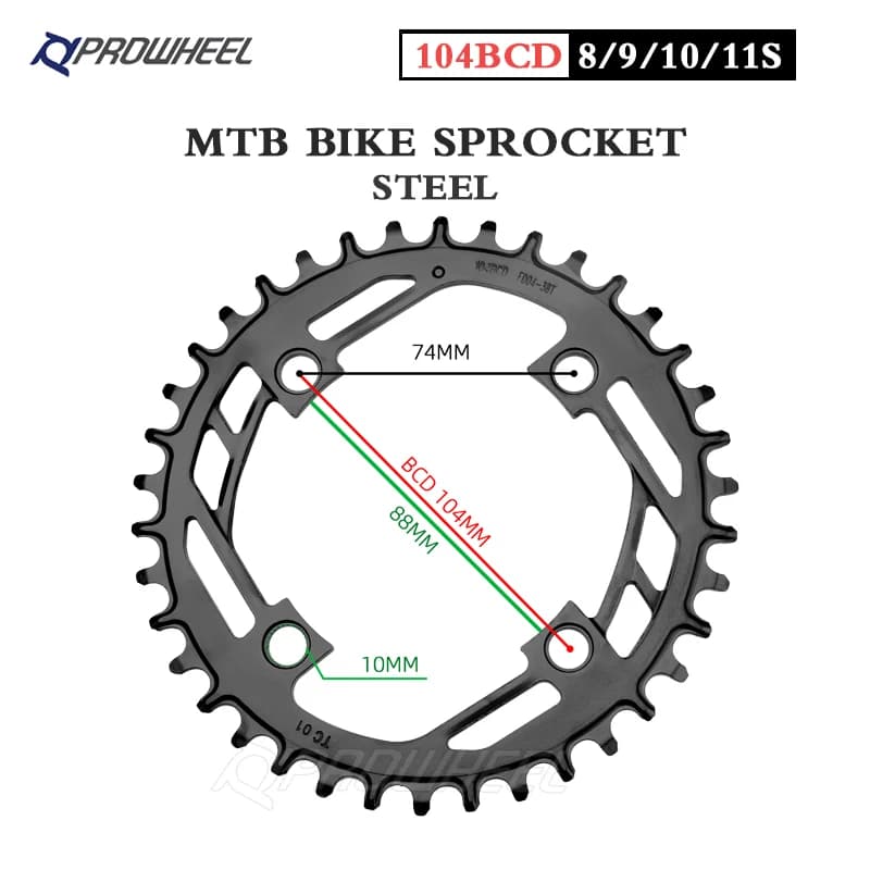 Prowheel Mountain Bicycle Narrow Wide Chainring 32T 34T 36T 38T 40T Chain wheel STEEL MTB Bike Sprocket Tooth plate crank parts