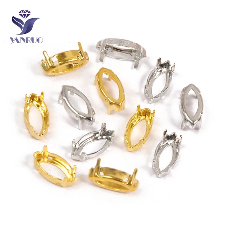 YANRUO 4200 4227 Navette Borchie in rame Oro Argento Artiglio Impostazioni Occhi di cavallo Cucire su strass Accessori gioielli fai da te