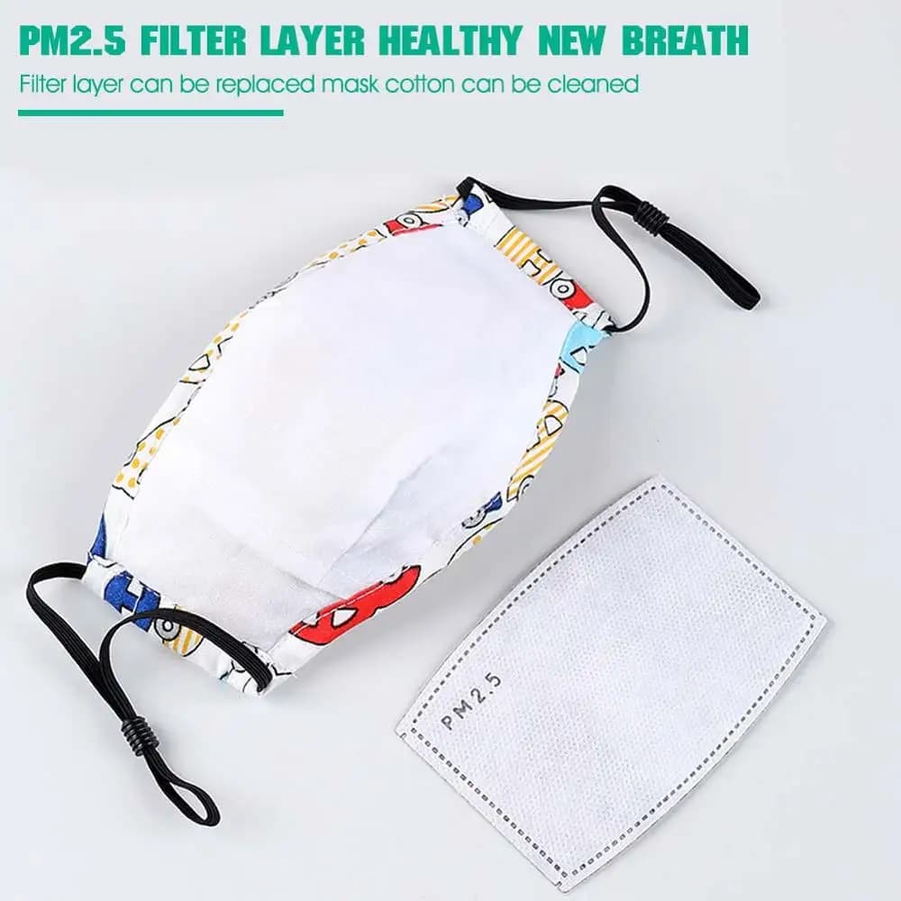 PM2.5 Cotton Mouth Mask for Children with Valve for Breathing Children Powder Pollution Mask Breather with Active Carbon Filter 1 Piece Thread