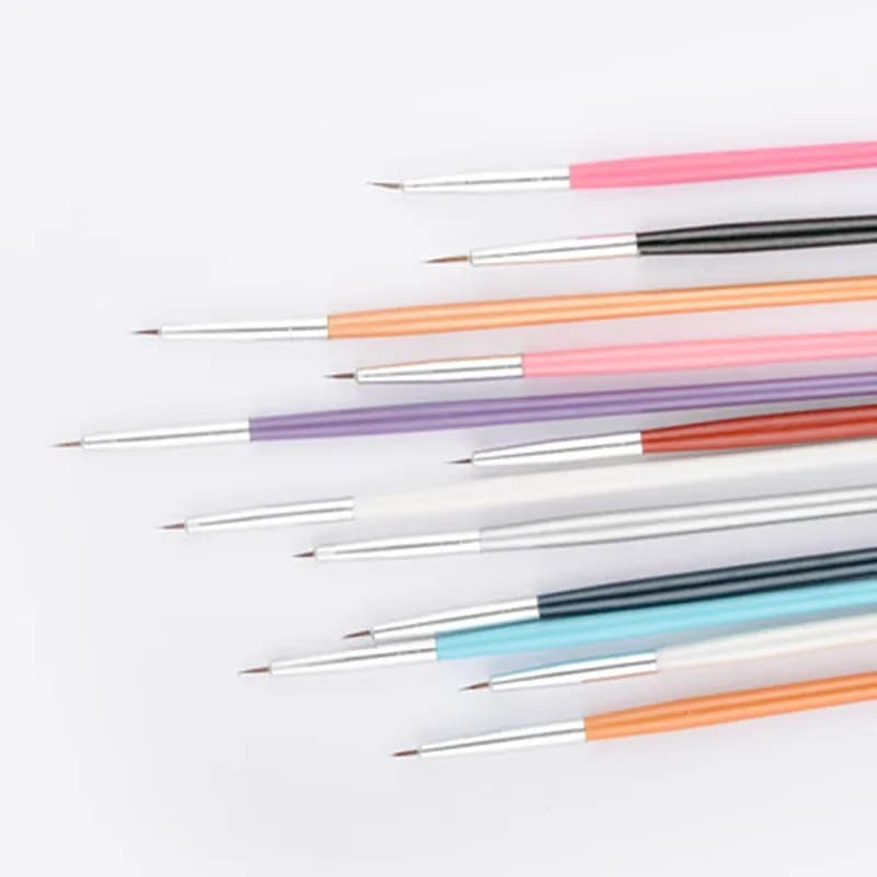 12 Pcs Set di pennelli colorati per pennelli per unghie disegno a tratteggio Set di pennelli per Nail Art per Gel UV fodera per unghie pittura strumenti cosmetici di bellezza