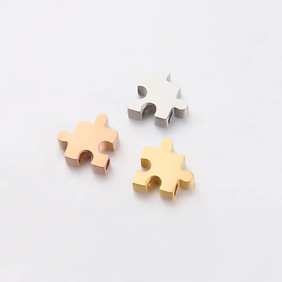 10MM in acciaio inox Jigsaw Puzzle perline collana braccialetto accessori moda Charms spazio perline componenti creazione di gioielli fai da te