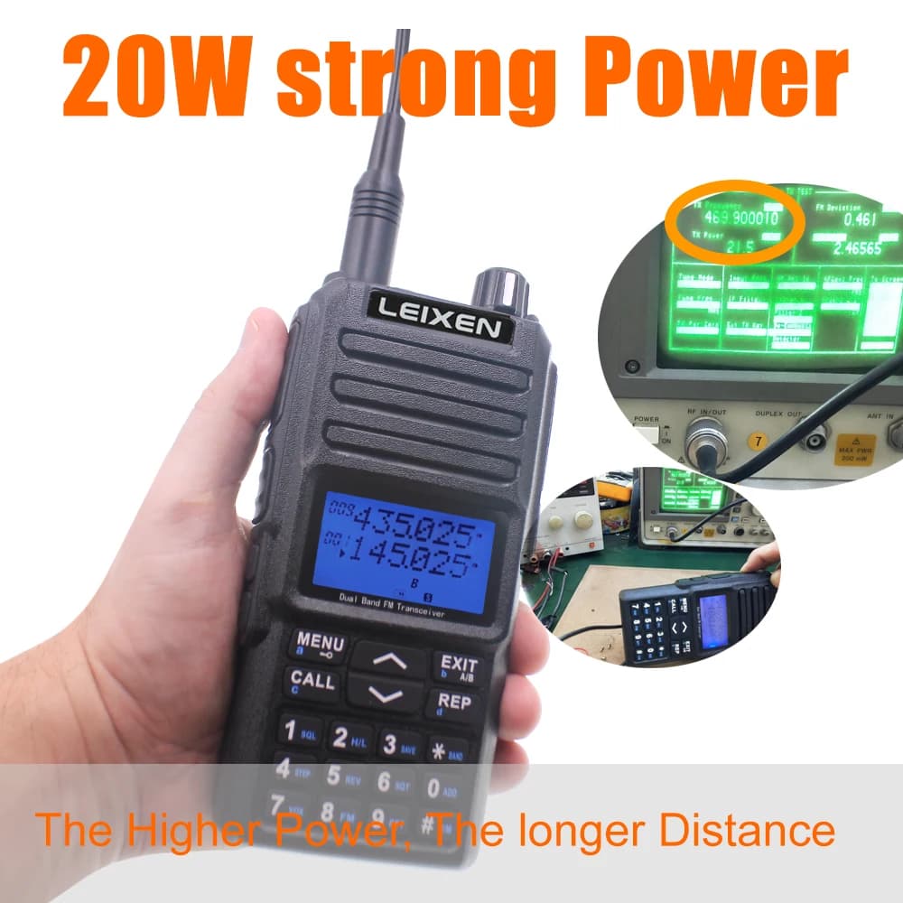 Ricetrasmettitore Leixen 20W UV-25D ad alta potenza con doppio PTT, doppia banda, funzione scrambler CTCSS/DCS e ripetitore per radioamatori