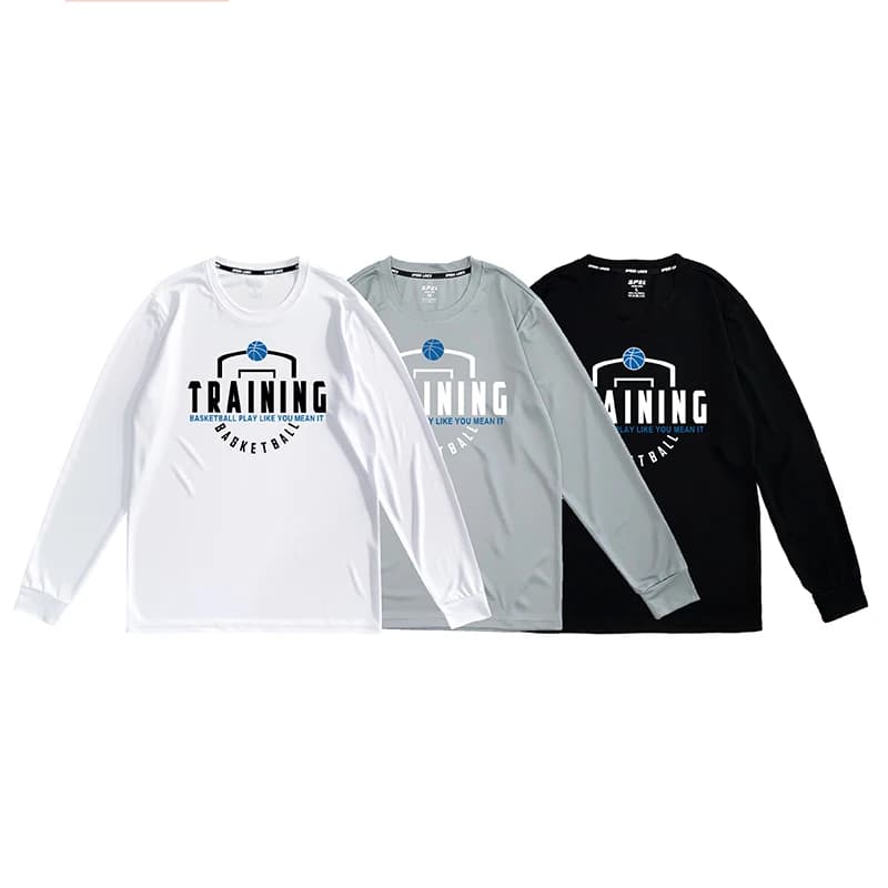 Sport Quick-Dry Loose T-Shirt Men Breathable Letter Printed Streetwear Daily Basketball Gym Training Harajuku Long Sleeve Tees