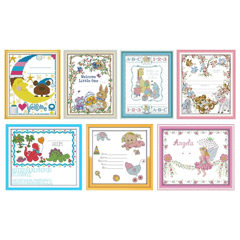 Joy Sunday Cartoon Cross Stitch Patterns DMC 11CT 14CT Counted Cross Stitch Dinosaur DIY Handwork Embroidery Kit Needlework Sets
