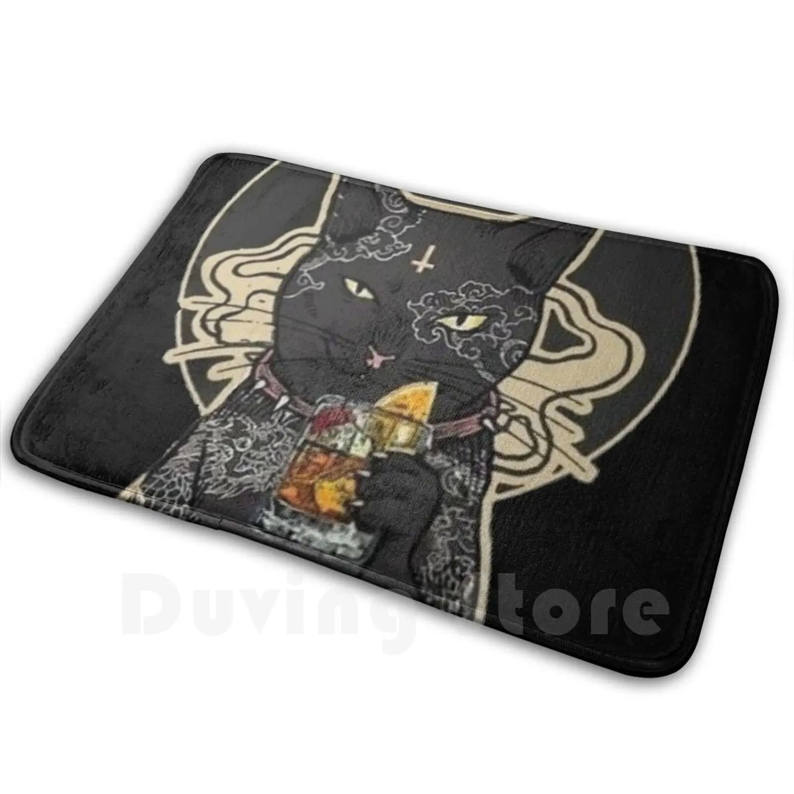Eat Pussy Chug Whisky Hail Satan Mat Tappeto Tappeto Tappetini antiscivolo Camera da letto Eat Pussy Chug Whisky Hail Satan Cat Badass Cat