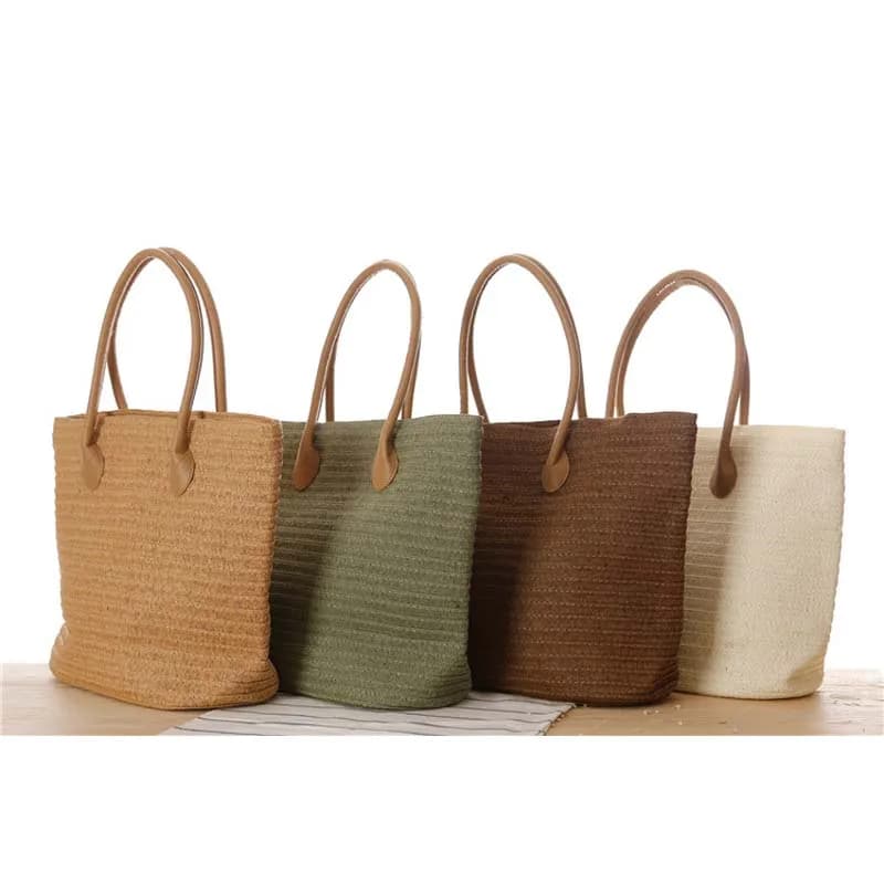 Borse fatte a mano da viaggio estive per le donne borsa da donna in paglia intrecciata da spiaggia borse a tracolla avvolte borse con manico superiore borse alla moda