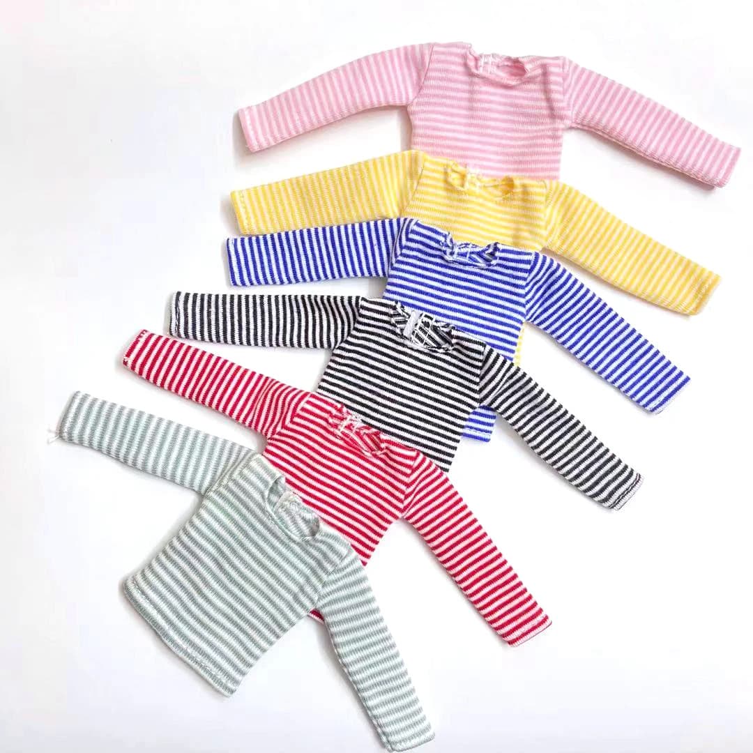 1 PZ NUOVA T-shirt in cotone per bambole Blyth Camicia a maniche lunghe a righe per Pullip Blyth 1/6 Accessori per bambole Vestiti